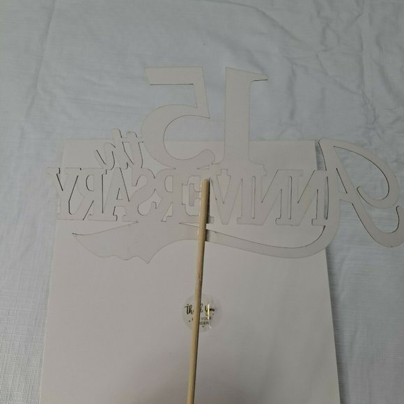 15th Anniversary Wedding Cake Topper Gold Sparkle - Picture 4 of 5